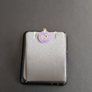 14k Gold Purple Jade Pendant